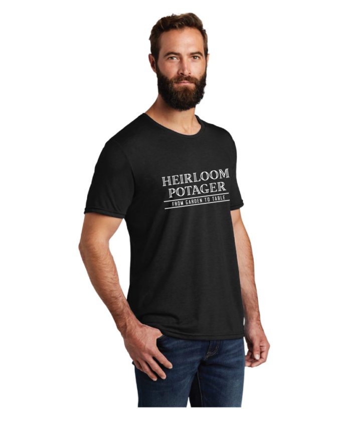 Man wearing Heirloom Potager Space Black Tshirt - Unisex