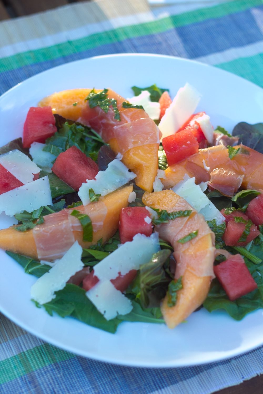 Melon Salad with Nectarines and Prosciutto