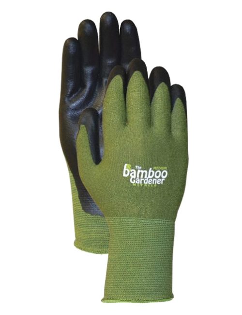 Green bamboo nitrile garden gloves