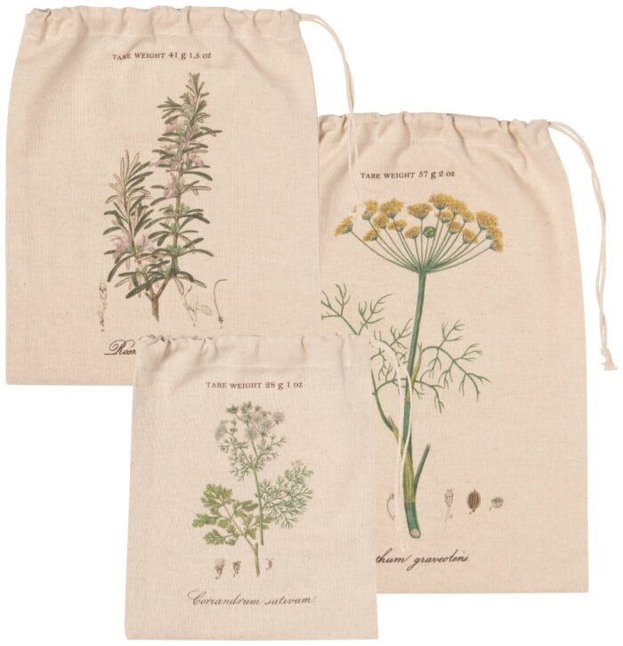 Garden Herbs Reusable Produce Bags Set of 3