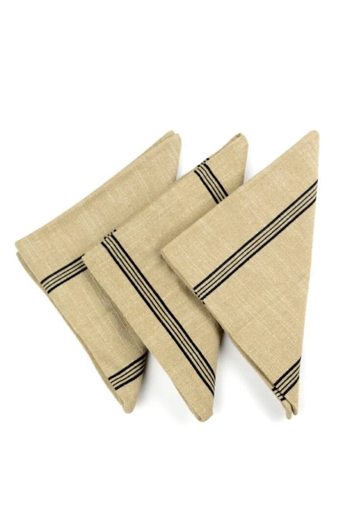 Cotton Black and Beige Striped Napkin