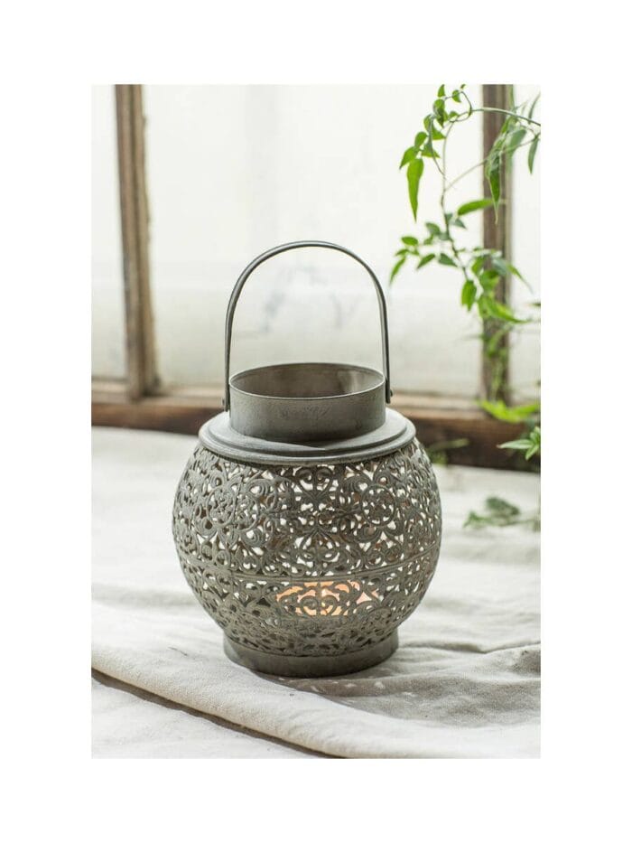 Round Metal Lantern Copper Finish