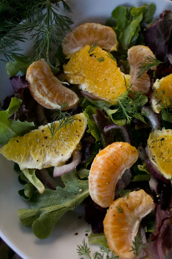 Everyday Bistro Salad with Winter Citrus - Seasoned with garlic Dijon vinaigrette